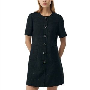 FRONTROW Elegant Black Short Sleeve Dress Size Medium NWT